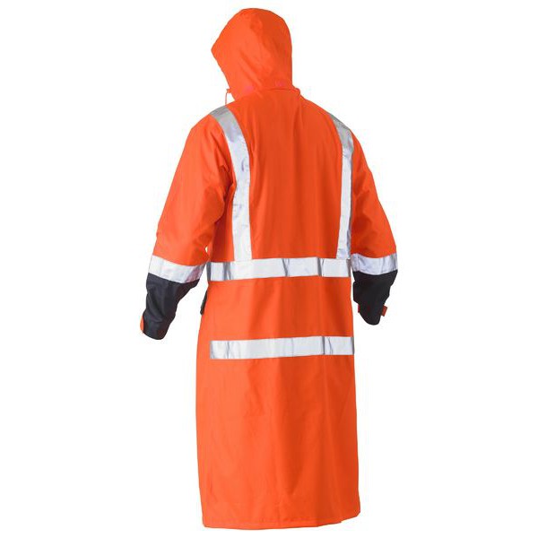 Bisley Taped Hi Vis Long Rain Coat Yellow / Navy , Orange / Navy BJ6961T