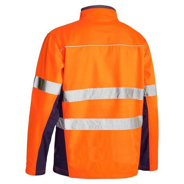 Bisley Taped Hi Vis Waterproof Soft Shell Jacket Orange / Navy BJ6059T_TT02