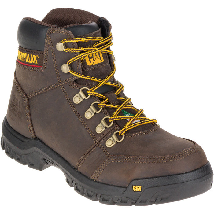 Caterpillar Outline Steel Toe Men's Leather Work Boot, Black / Brown