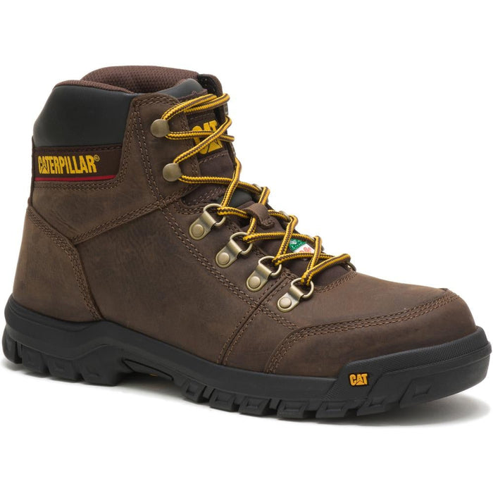 Caterpillar Outline Steel Toe Men's Leather Work Boot, Black / Brown