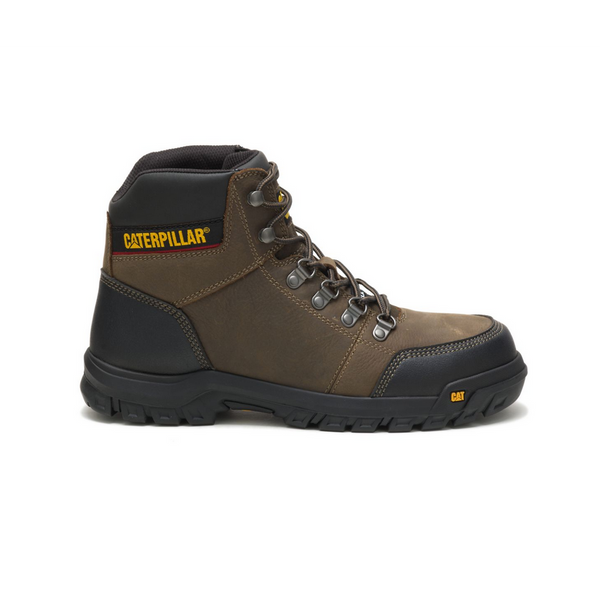 Caterpillar Outline Steel Toe Men's Leather Work Boot, Black / Brown ...