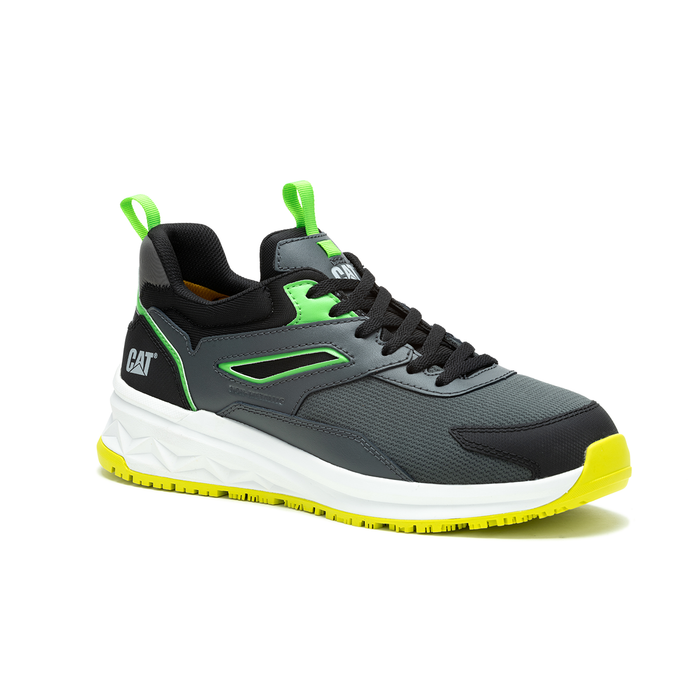 Caterpillar P91704 Men's Streamline Runner Carbon Composite Toe Work Shoe Black / Neon Green