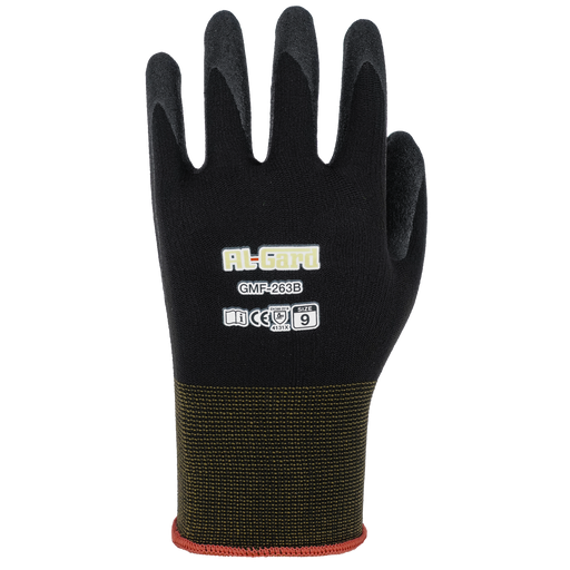 AL-GARD GMF-263B Nitrile Coated Black Nylon Touchscreen Compatible Work Gloves