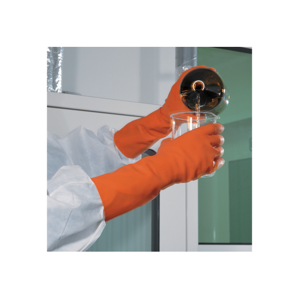 MAPA Trionic O-240 Tri-Polymer Cleanroom wafer fabrication Controlled Environment Orange Acid Chemical Gloves