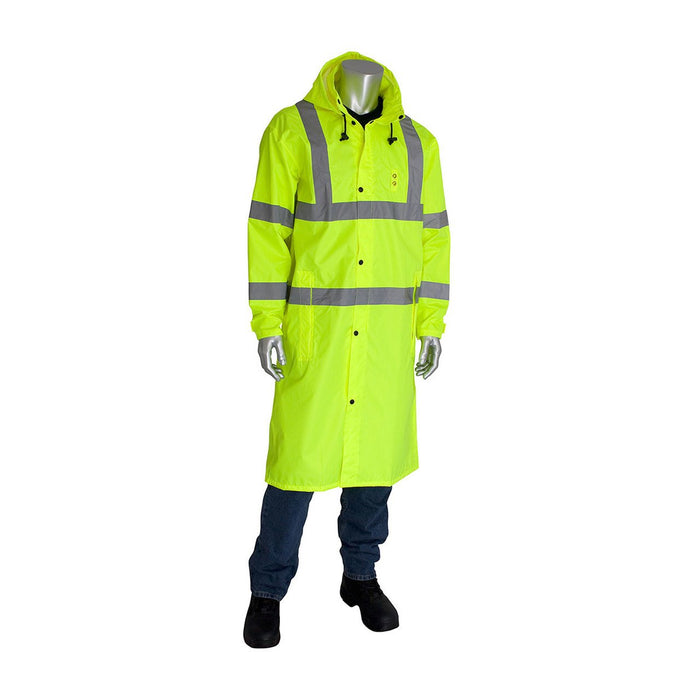 PIP 353-1048 Hooded Long Reflective Raincoat