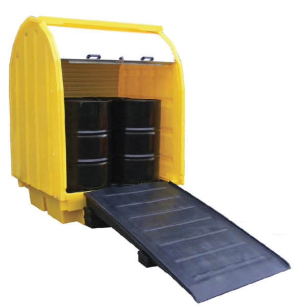 Spill Station BP4RT 4-Drum Roll-Top Spill Pallet